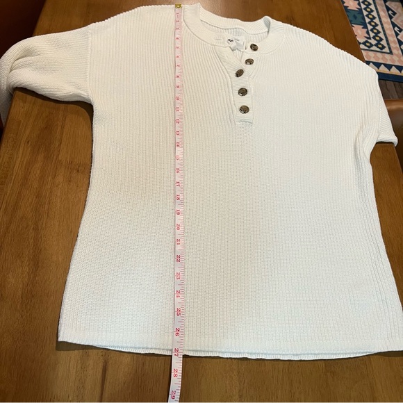 Aerie Long Sleeve Ivory White Knitted Half Button Up Pullover Sweater size XS - Picture 8 of 11